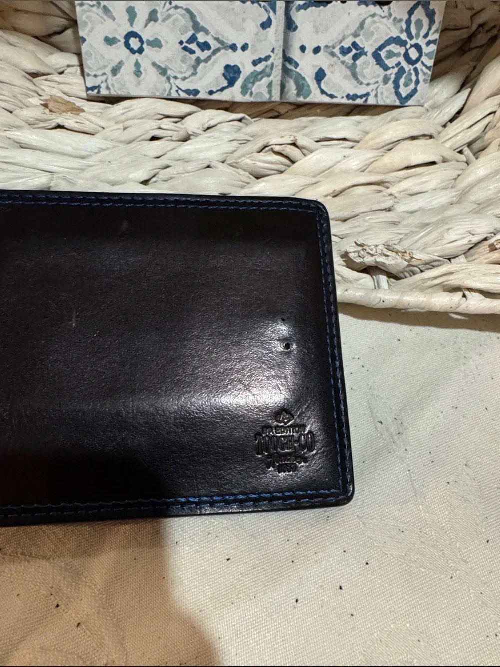 Tough Jeansmith Leatherworks Vintage Black with Blue Stitching Men’s Wallet